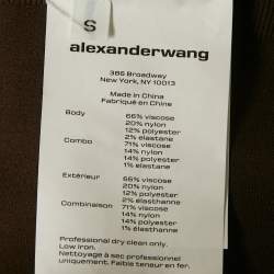 Pre Owned Alexander Wang.T Brown Logo Jacquard Neck Stretch Knit Top S