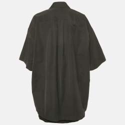 Pre Owned Alexander Wang Black Cotton Belted Hybrid Mini Shirt Dress L