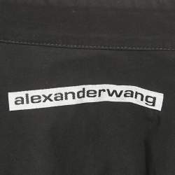 Pre Owned Alexander Wang Black Cotton Belted Hybrid Mini Shirt Dress L