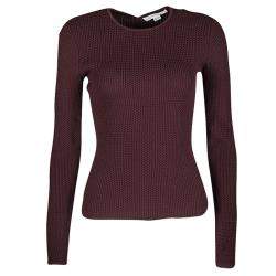 Alexander Wang Burgundy Textured Knit Fitted Sweater S