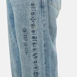 مملوكة مسبقًا Alexander Wang Blue Logo Embossed Denim Straight Leg Jeans M/Waist 29"