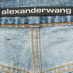 مملوكة مسبقًا Alexander Wang Blue Logo Embossed Denim Straight Leg Jeans M/Waist 29"