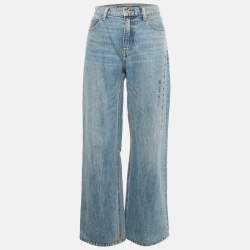 مملوكة مسبقًا Alexander Wang Blue Logo Embossed Denim Straight Leg Jeans M/Waist 29"