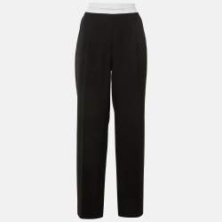 Pre Owned Alexander Wang Black Logo Band Detail Wool Trousers S