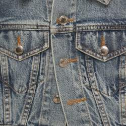 مملوكة مسبقًا جاكيت ألكسندر وانغ جينز أزرق مرصع بأحجار الراين قصير صغير جداً