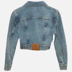 مملوكة مسبقًا جاكيت ألكسندر وانغ جينز أزرق مرصع بأحجار الراين قصير صغير جداً