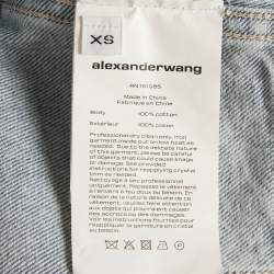 مملوكة مسبقًا جاكيت ألكسندر وانغ جينز أزرق مرصع بأحجار الراين قصير صغير جداً