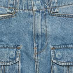 Pre Owned تنورة جينز أزرق بحمل جيوب إليكساندر وانغ قصيرة مقاس صغير cintura 24 بوصة