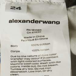 Pre Owned تنورة جينز أزرق بحمل جيوب إليكساندر وانغ قصيرة مقاس صغير cintura 24 بوصة