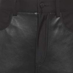 Pre Owned Alexander Wang Black Leather Wide Leg Pants S