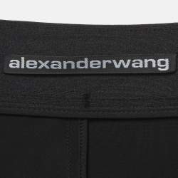 Pre Owned Alexander Wang Black Leather Wide Leg Pants S