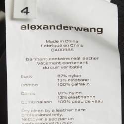 Pre Owned Alexander Wang Black Leather Wide Leg Pants S