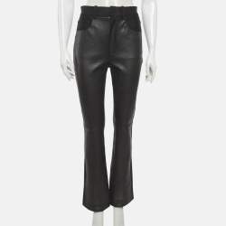 Pre Owned Alexander Wang Black Leather Wide Leg Pants S