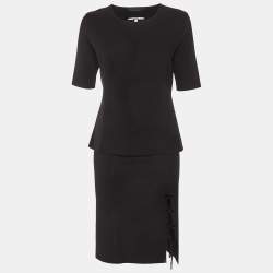 Pre Owned Alexander Wang Black Stretch Knit Lace-Up Set M/L