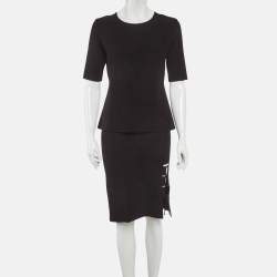 Pre Owned Alexander Wang Black Stretch Knit Lace-Up Set M/L