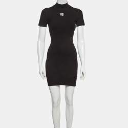 مملوكة مسبقًا فستان ألكسندر وانغ تريكوت أسود قصير صغير