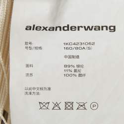 Pre Owned Alexander Wang Cream Stretch Knit Cropped Fringed Top S