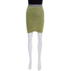 T by Alexander Wang Yellow and Grey Melange Knit Tube Skirt XS