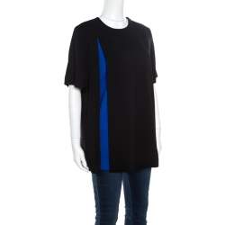 Alexander Wang Black and Blue Crepe Contrast Layered Tunic S