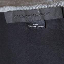 Alexander Wang Grey Velvet Cropped Back Detail Open Front Blazer S