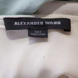 Alexander Wang Cream Silk Pleated Overlay Detail Asymmetric Sleeveless Shift Dress S