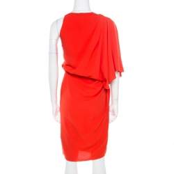 Alexander Wang Orange Silk Asymmetric Sleeve Sheath Dress S