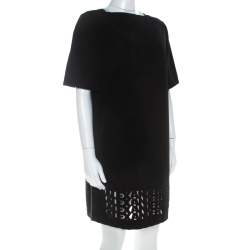 Pre Owned Alexander Wang Black Logo Cut Out Detail Shift Dress S
