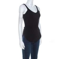 Alexander Wang Black Knit Sleeveless Curved Hem Top S 