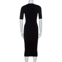 Pre Owned Alexander Wang Black Ribbed Knit Short Sleeve Dress M