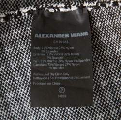 Alexander Wang Black & White Houndstooth Slit Detail Three Quarter Sleeve Top M