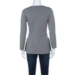 Alexander Wang Black & White Houndstooth Slit Detail Three Quarter Sleeve Top M