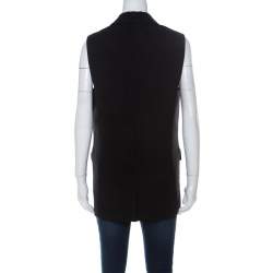Alexander Wang Black Wool Blend Satin Detail Sleeveless Jacket M