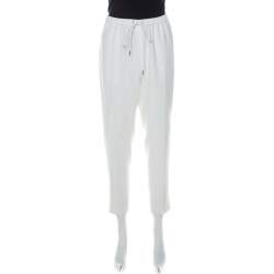 Alexander Wang White Crepe Drawstring Detail Tapered Trousers M