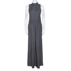 Alexander Wang Grey Wool Backless Jumpsuit S