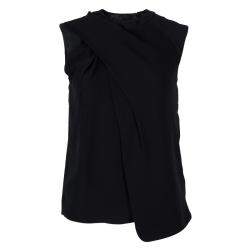 Alexander Wang Black Asymmetric Pleat Detail Sleeveless Top XS