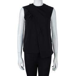 Alexander Wang Black Asymmetric Pleat Detail Sleeveless Top XS