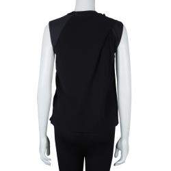 Alexander Wang Black Asymmetric Pleat Detail Sleeveless Top XS