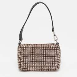 Pre Owned Alexander Wang Pink/Black Crystals and Leather Heiress Pochette Bag