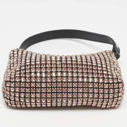 Pre Owned Alexander Wang Pink/Black Crystals and Leather Heiress Pochette Bag