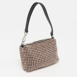 Pre Owned Alexander Wang Pink/Black Crystals and Leather Heiress Pochette Bag