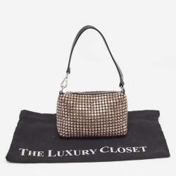 Pre Owned Alexander Wang Pink/Black Crystals and Leather Heiress Pochette Bag