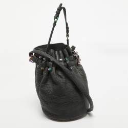 Alexander Wang Black Pebbled Leather Diego Bucket Bag