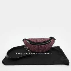 Alexander Wang Pink/Black Rhinestone and Leather Attica Belt Bag