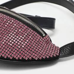 Alexander Wang Pink/Black Rhinestone and Leather Attica Belt Bag