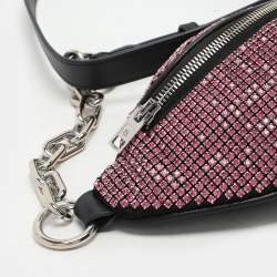 Alexander Wang Pink/Black Rhinestone and Leather Attica Belt Bag