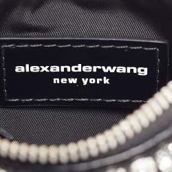 Alexander Wang Black/Silver Leather Nano Crystals Heiress Chain Clutch