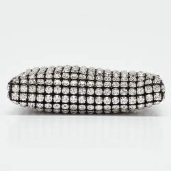 Alexander Wang Black/Silver Leather Nano Crystals Heiress Chain Clutch