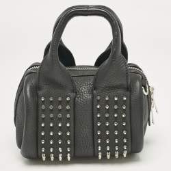 Alexander Wang Black Leather Baby Rockie Micro Stud Duffel Bag