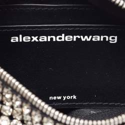 Alexander Wang Black Crystals and Leather Heiress Pochette Bag