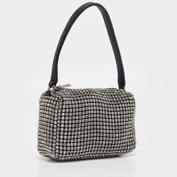 Alexander Wang Black Crystals and Leather Heiress Pochette Bag